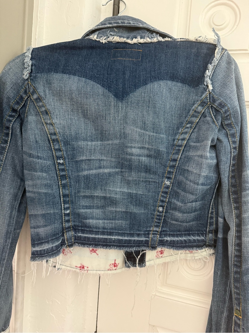 Rare Y2K True Religion Distressed Cropped Denim Jacket XS - Picture 11 of 13